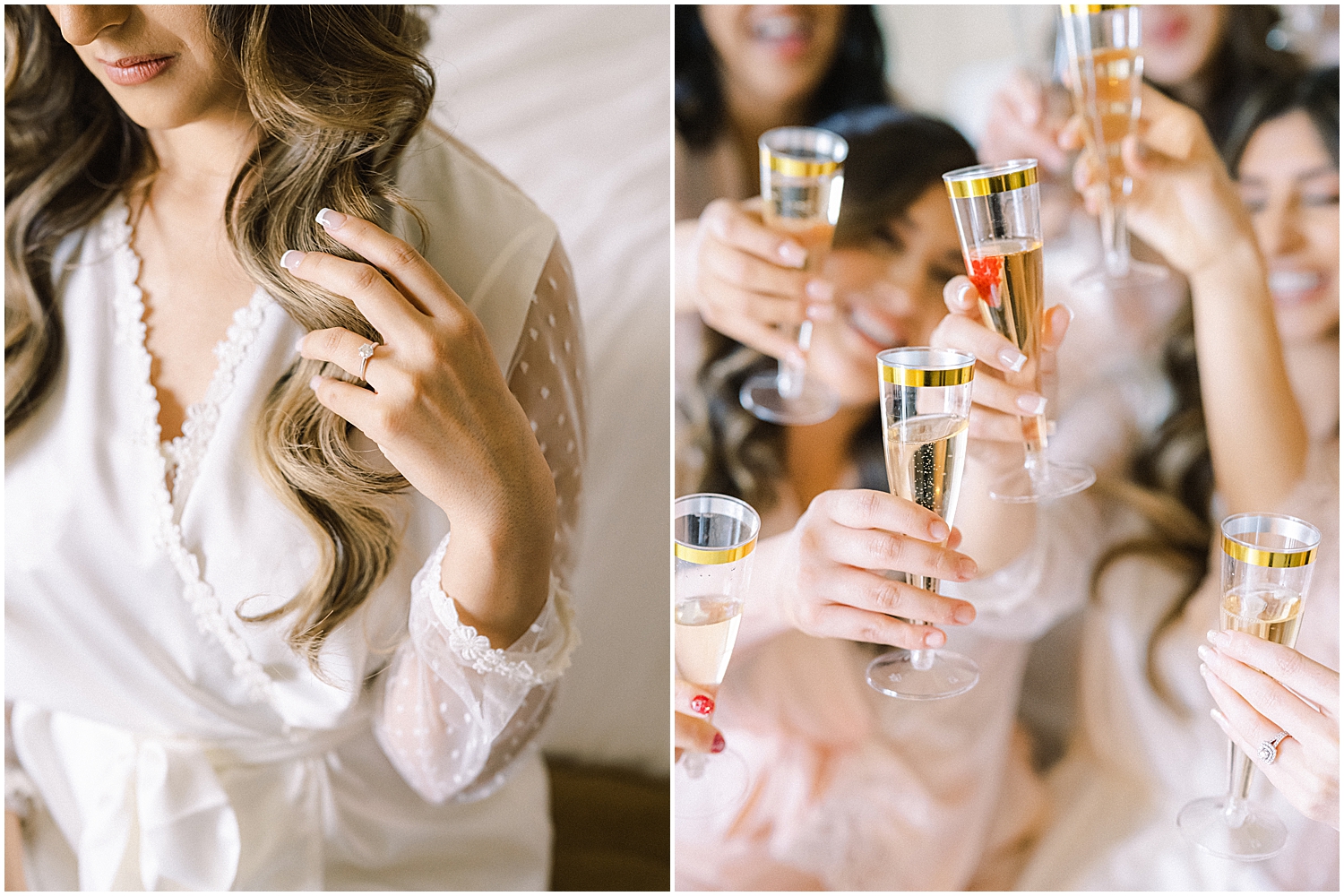 Bride and groom embrace at Khrya Beaucrest Ranch with mountain views