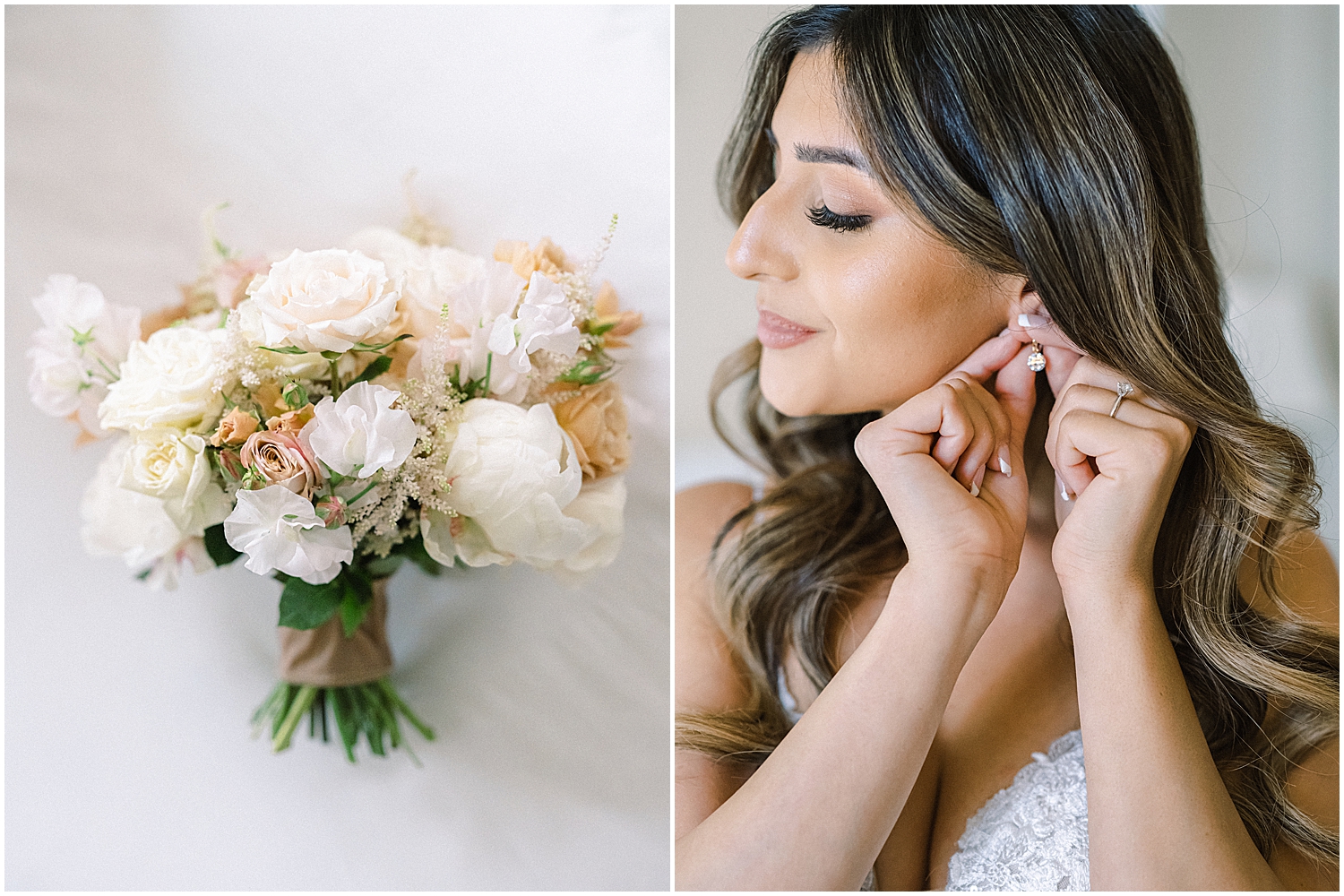 Bride and groom embrace at Khrya Beaucrest Ranch with mountain views