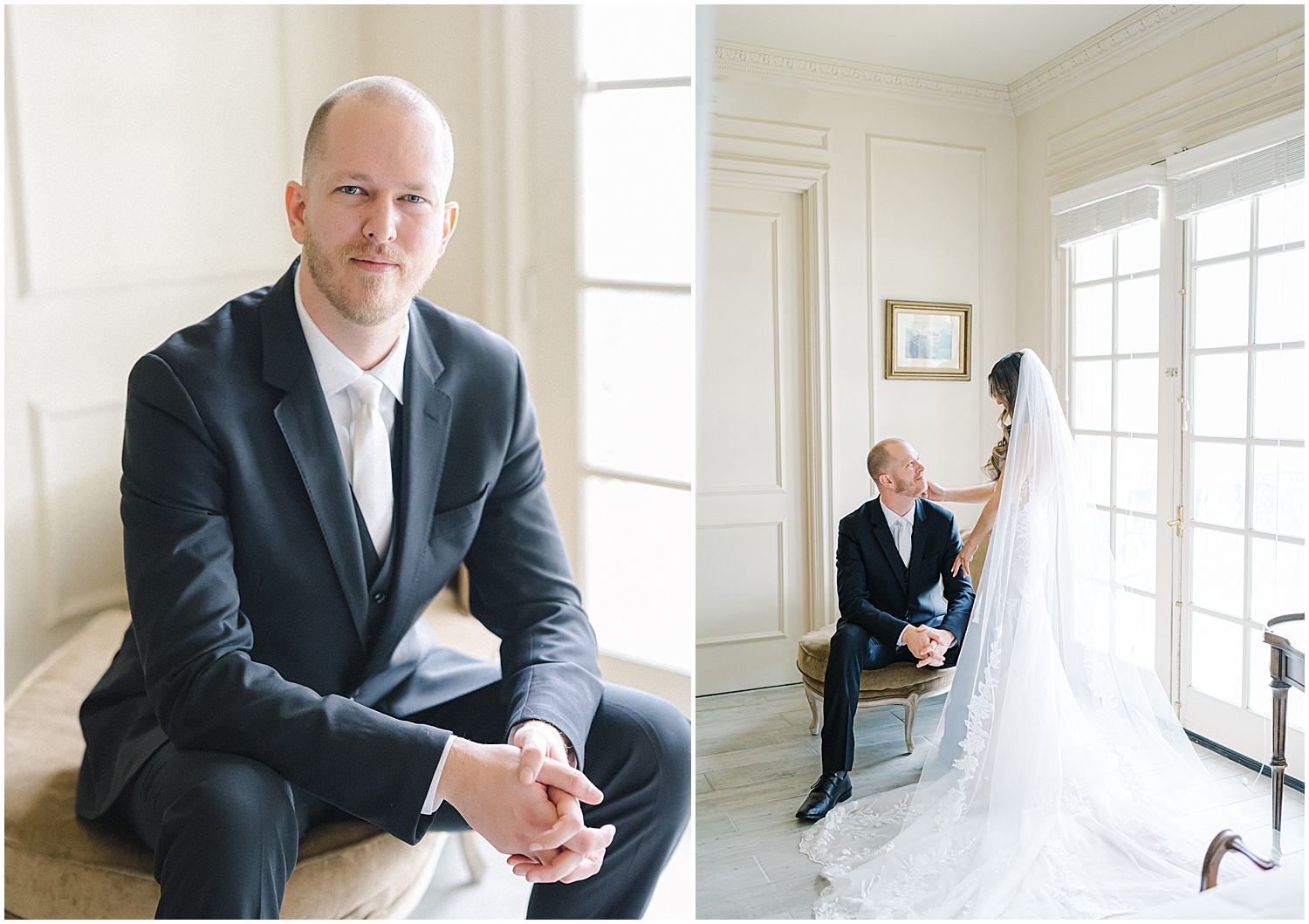 Romantic first look at Khrya Beaucrest Ranch before a Serendipity Garden wedding.