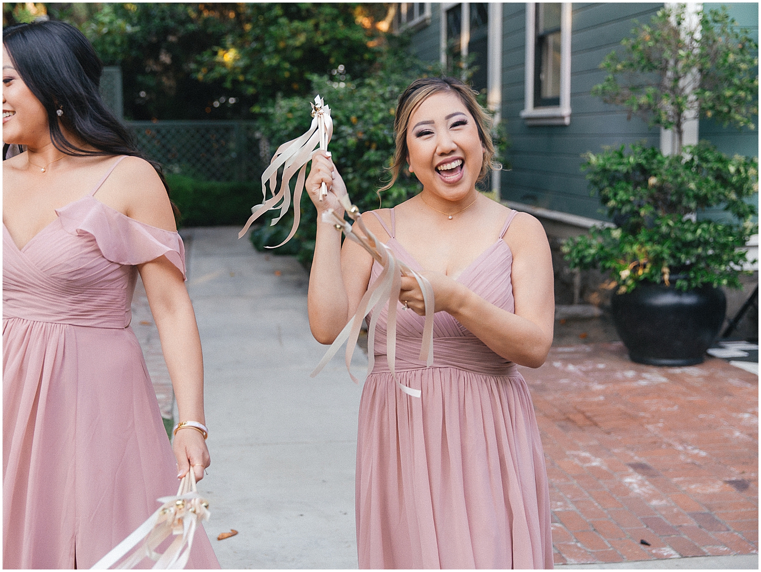 Dusty pink and ivory wedding decor at Christmas House Inn LGBTQ+ wedding.
