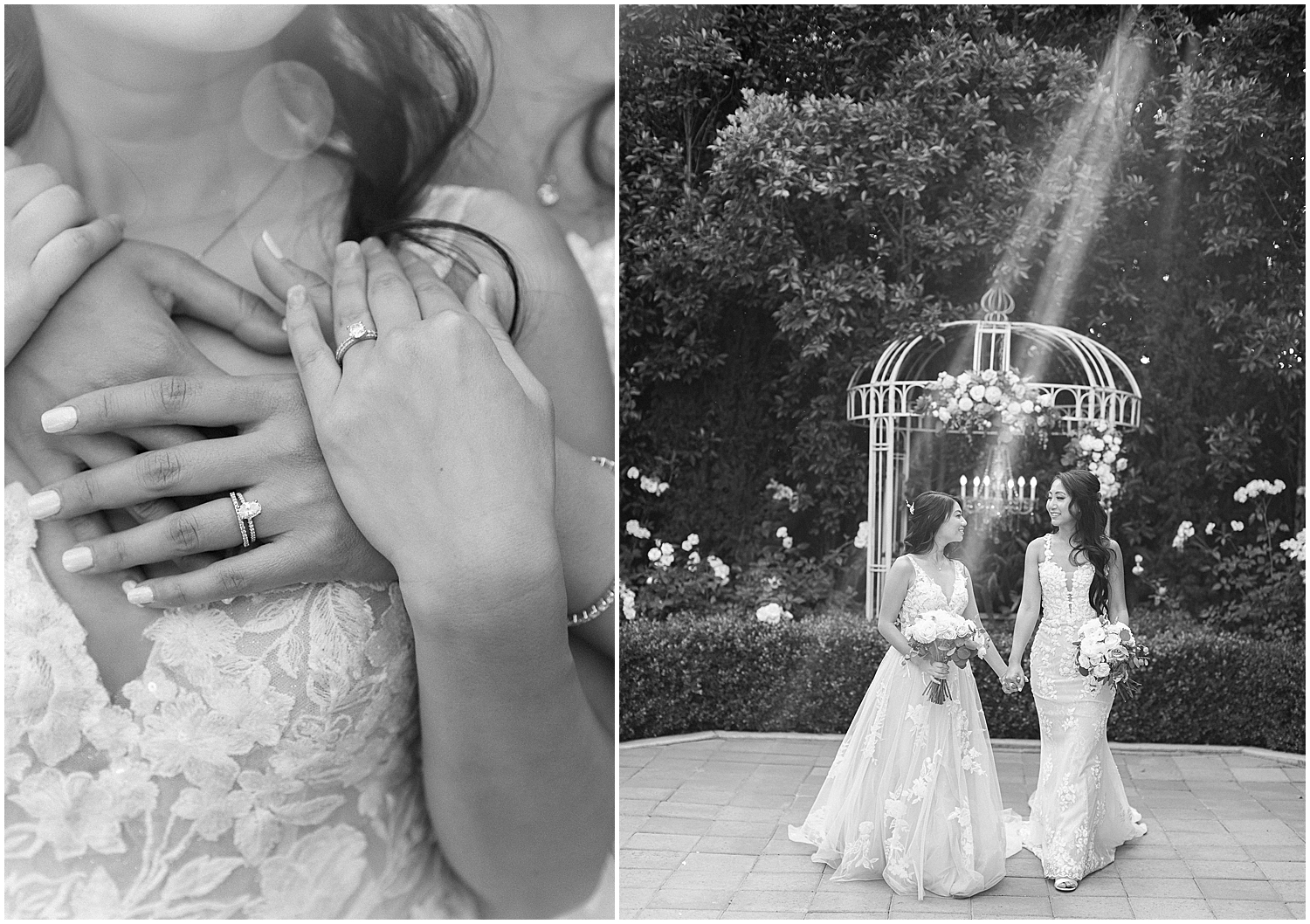 Golden hour wedding portraits of LGBTQ+ couple in Rancho Cucamonga.