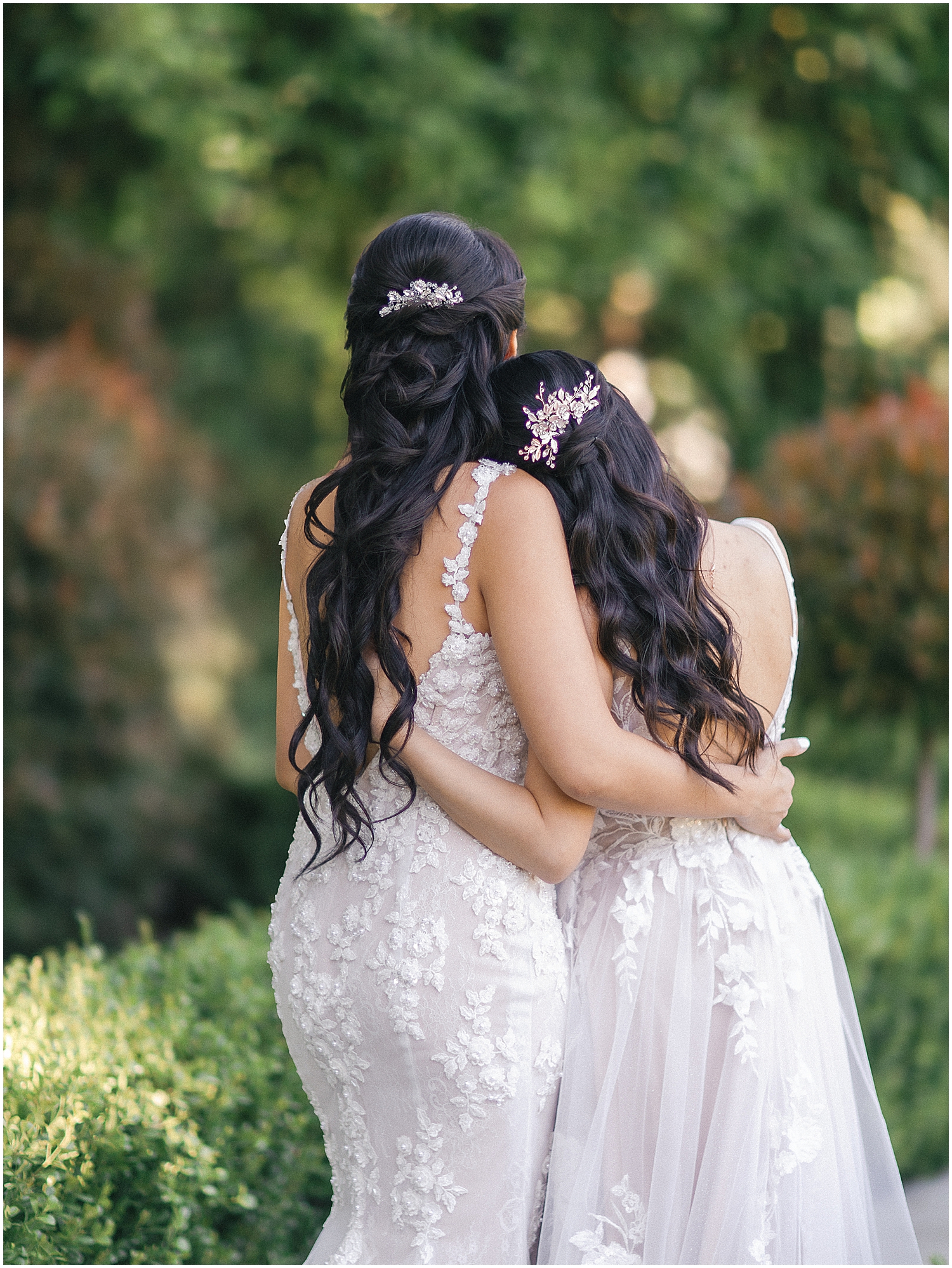 Golden hour wedding portraits of LGBTQ+ couple in Rancho Cucamonga.