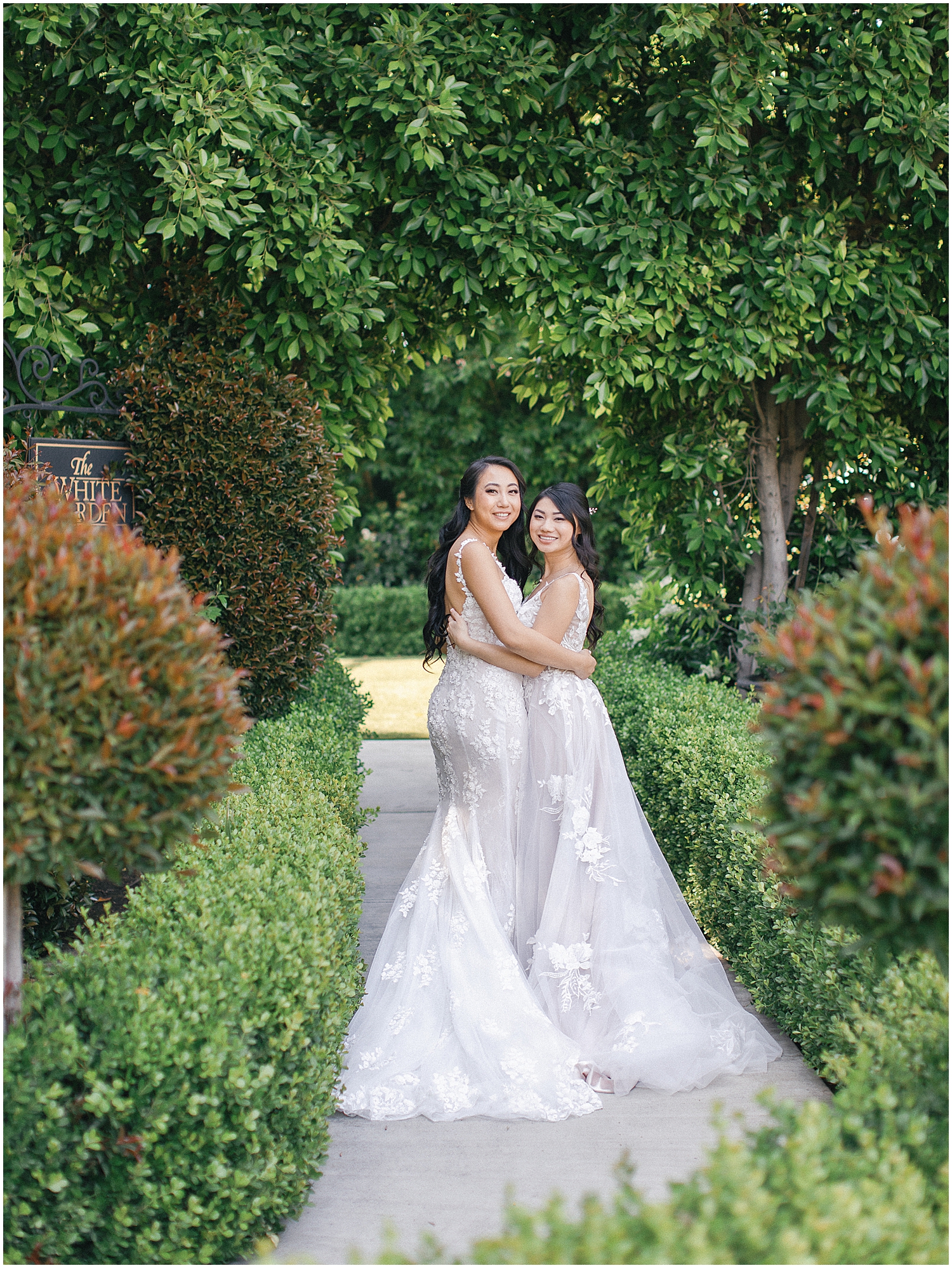 Golden hour wedding portraits of LGBTQ+ couple in Rancho Cucamonga.