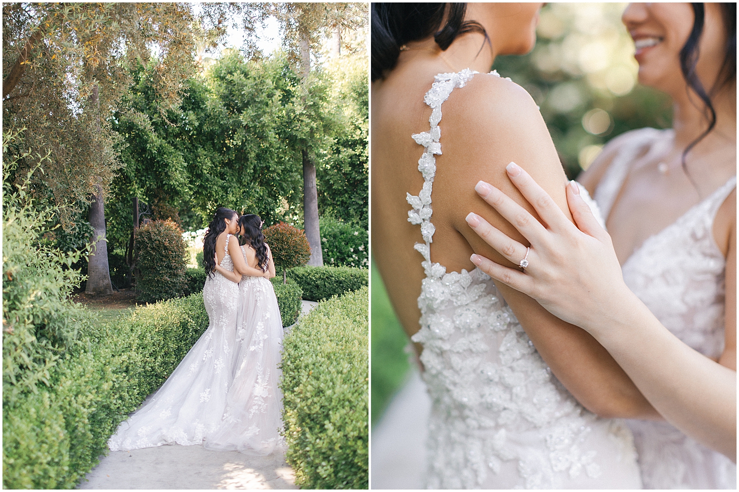 Golden hour wedding portraits of LGBTQ+ couple in Rancho Cucamonga.