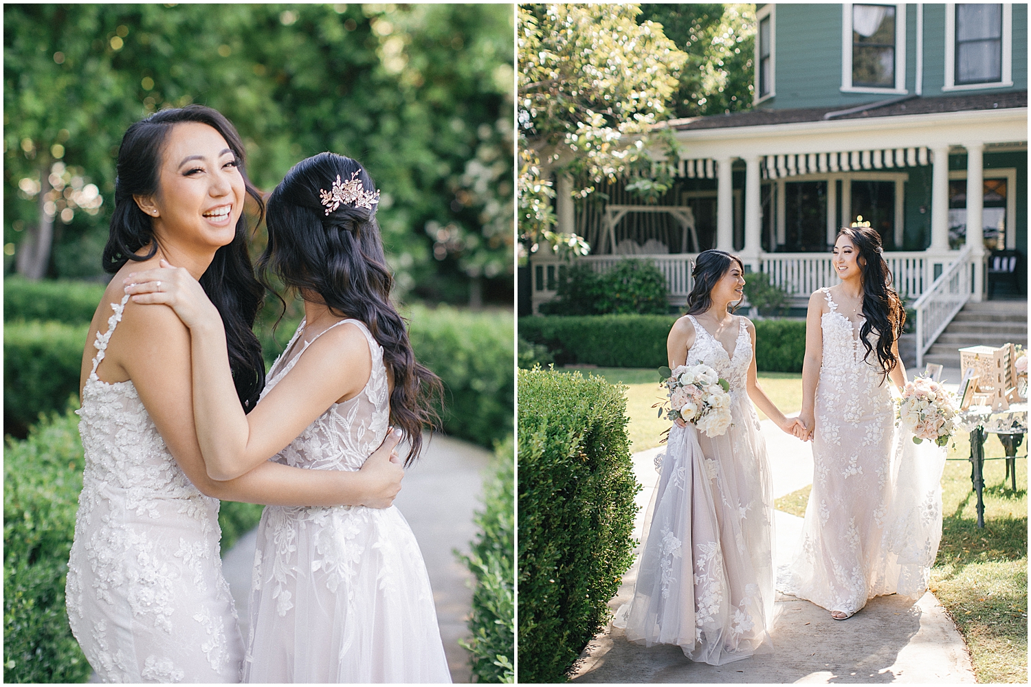 Golden hour wedding portraits of LGBTQ+ couple in Rancho Cucamonga.