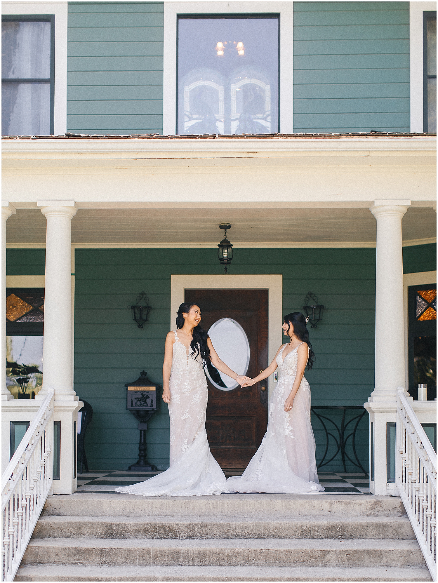 LGBTQ+ wedding photographer captures an intimate first look at Christmas House Inn in Rancho Cucamonga.