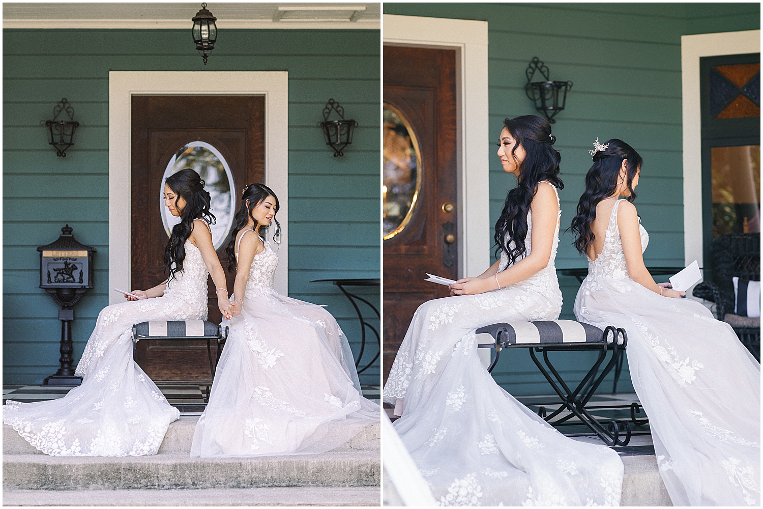 LGBTQ+ wedding photographer captures an intimate first look at Christmas House Inn in Rancho Cucamonga.