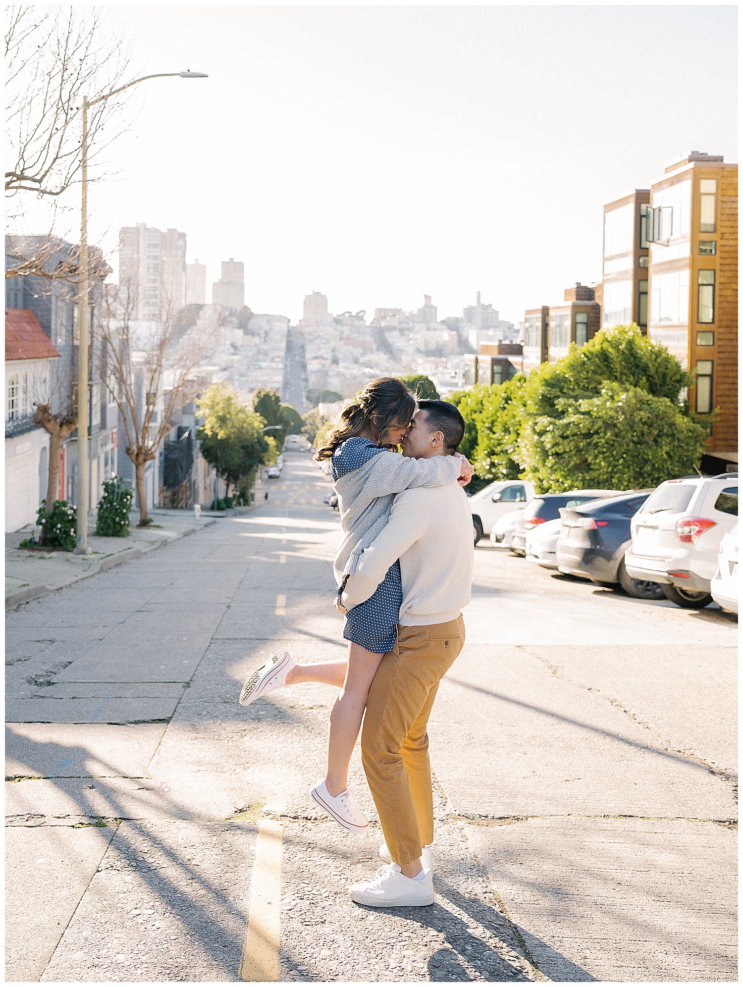 Romantic San Francisco engagement photo session at North Beach.