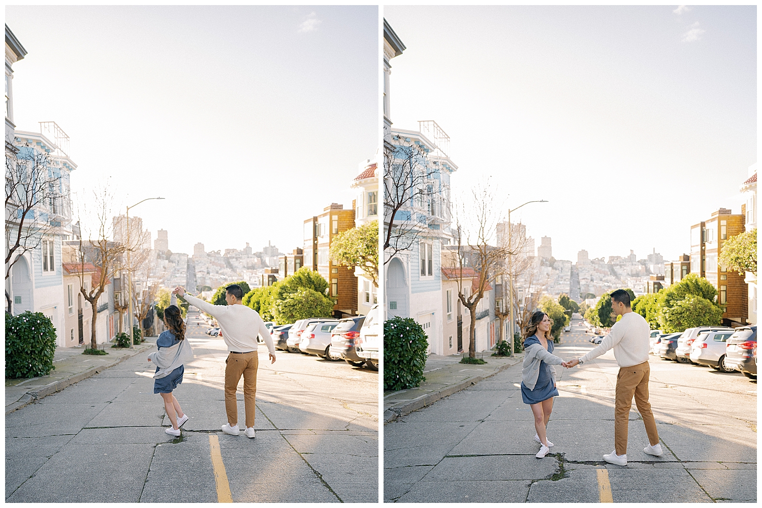 Romantic San Francisco engagement photo session at North Beach.