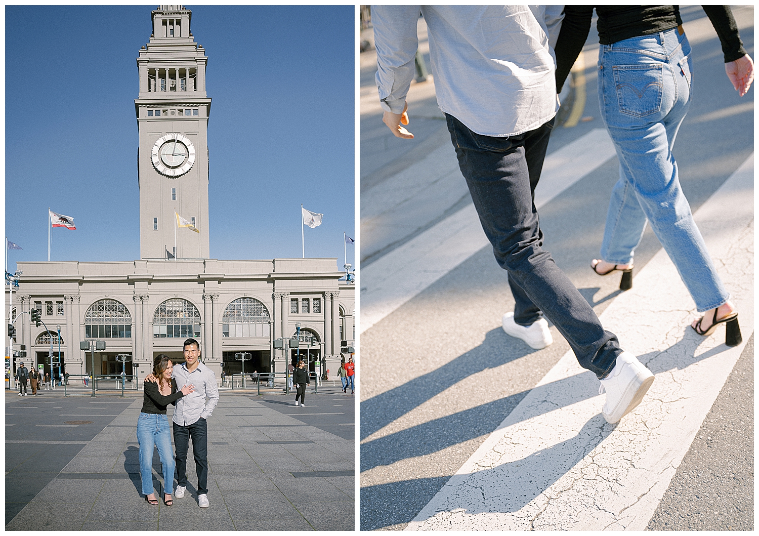 Romantic San Francisco engagement photo session at the Ferry Building.