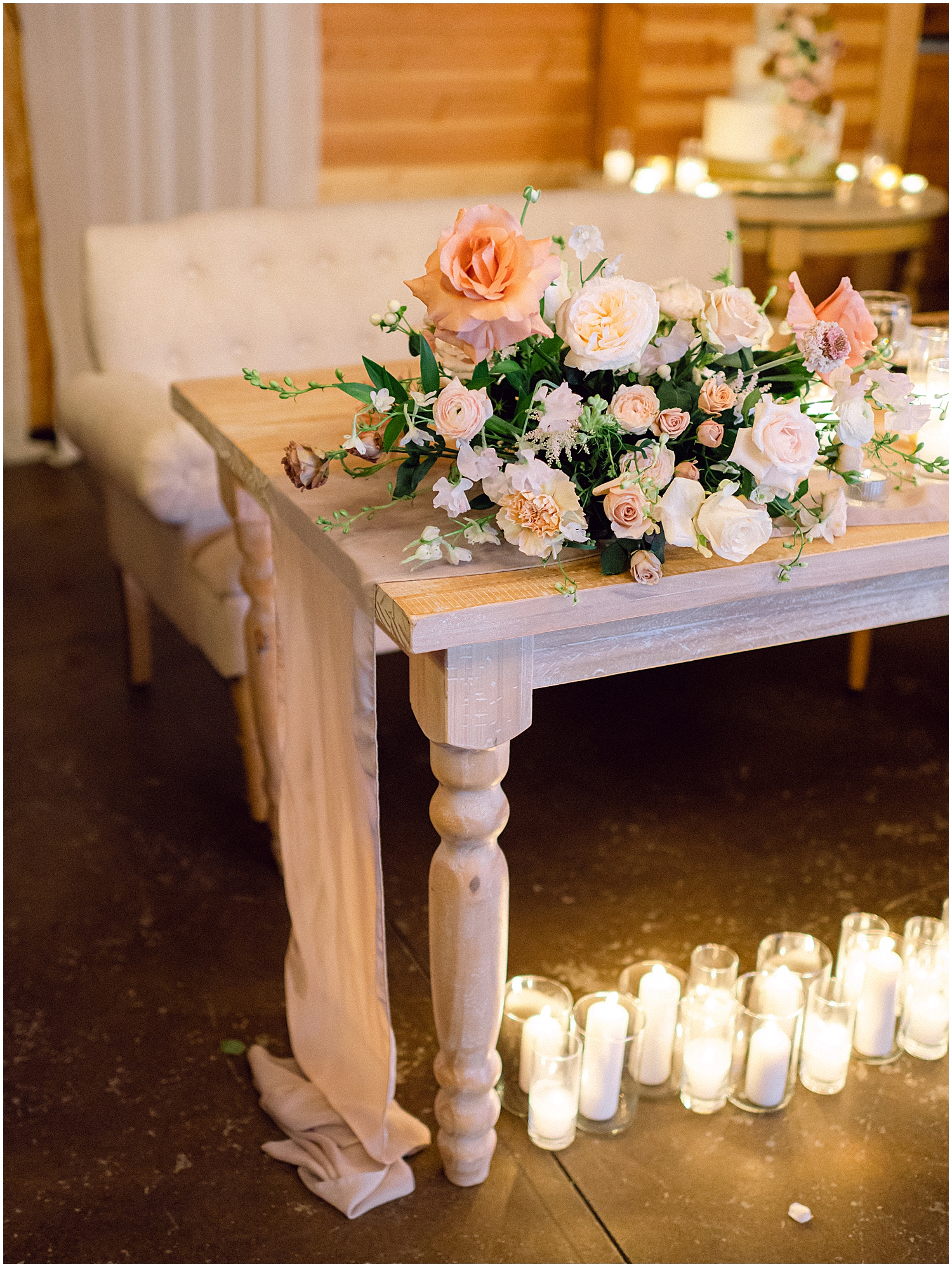 Serendipity Garden wedding reception under twinkling lights and mountain views.