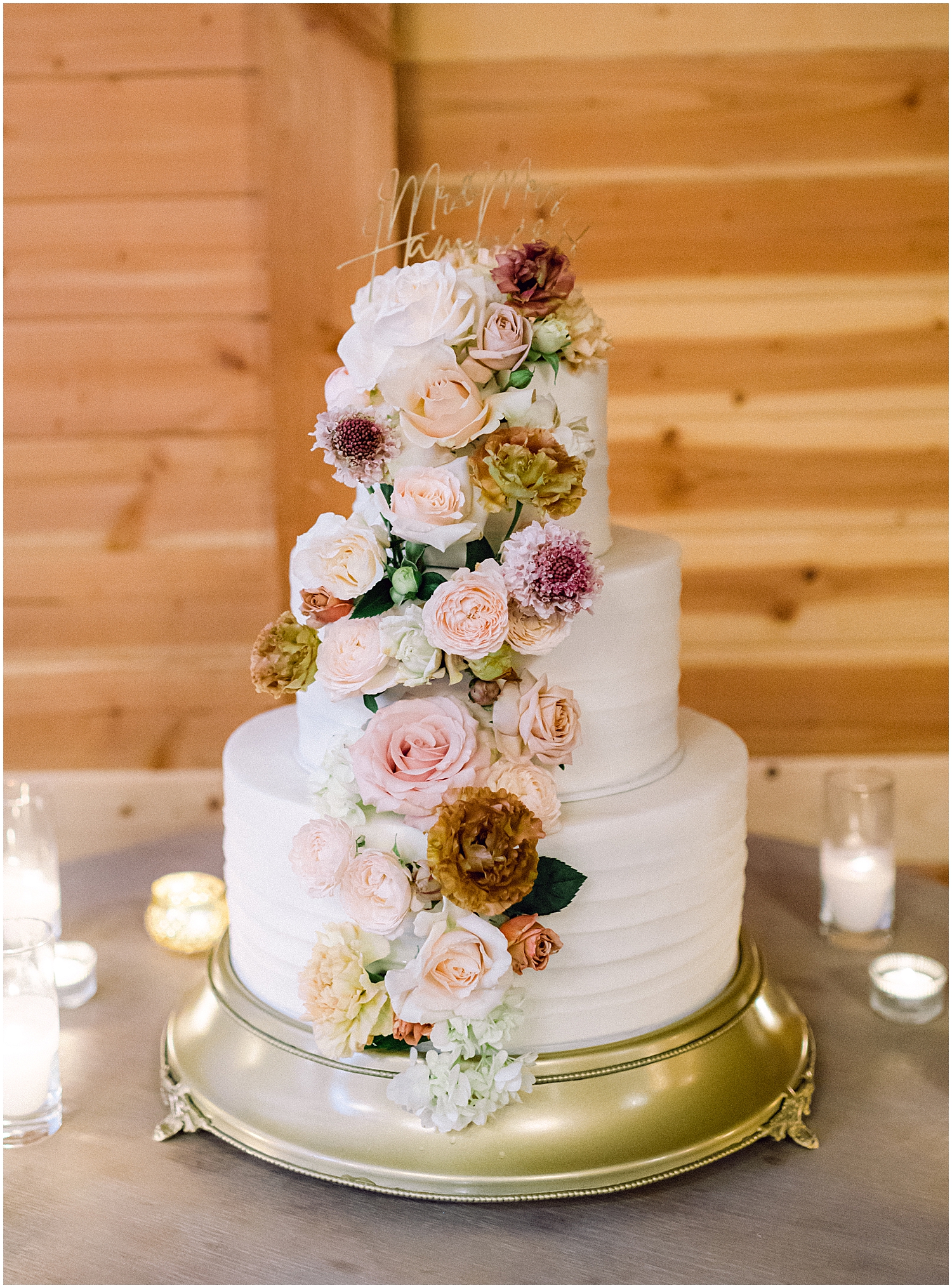 Serendipity Garden wedding reception under twinkling lights and mountain views.