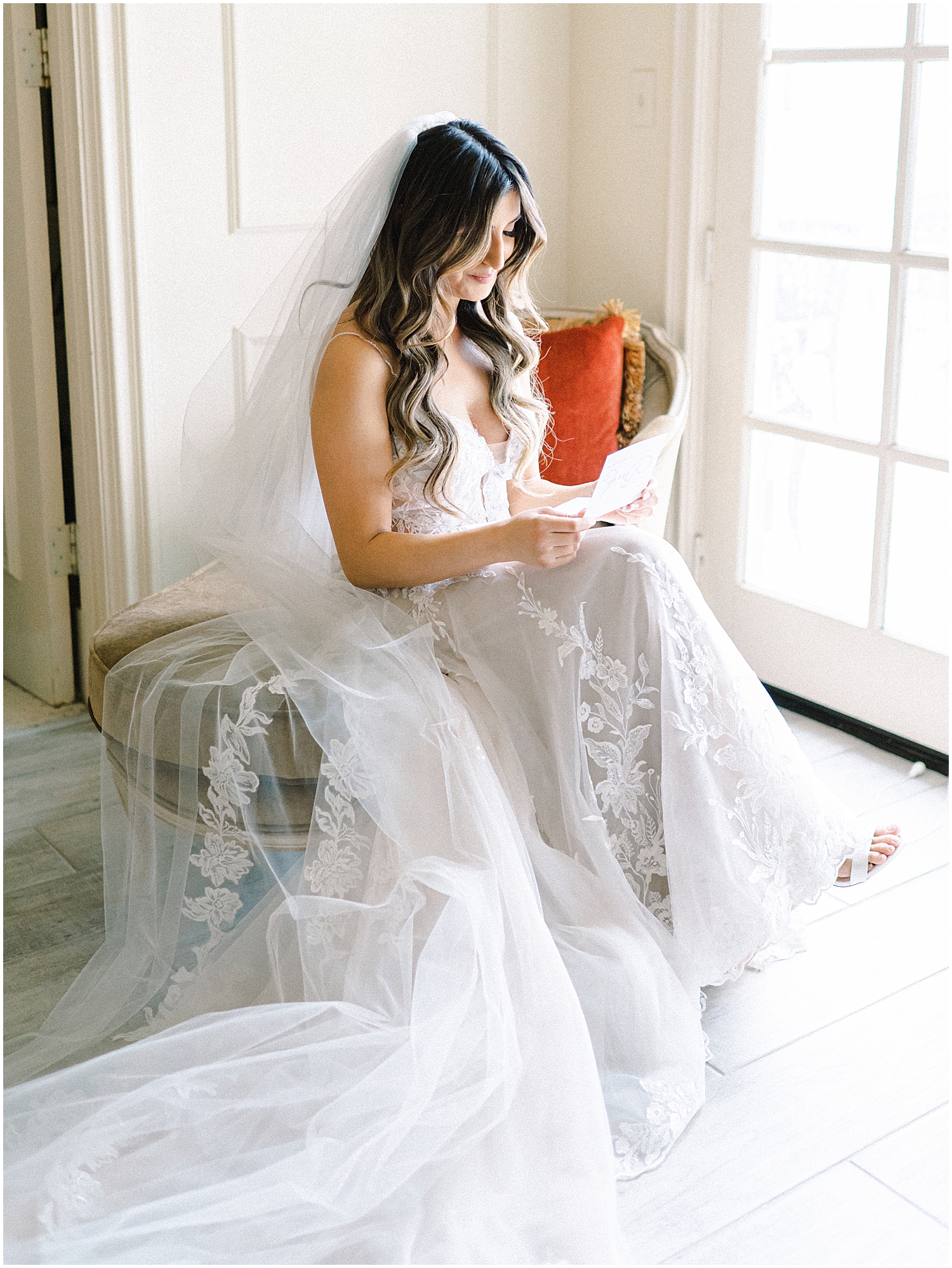 Bride and groom embrace at Khrya Beaucrest Ranch with mountain views